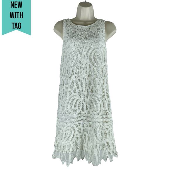 Erin Featherston Crochet Lace Mini Dress White Bridal Size 2 - Picture 3 of 9